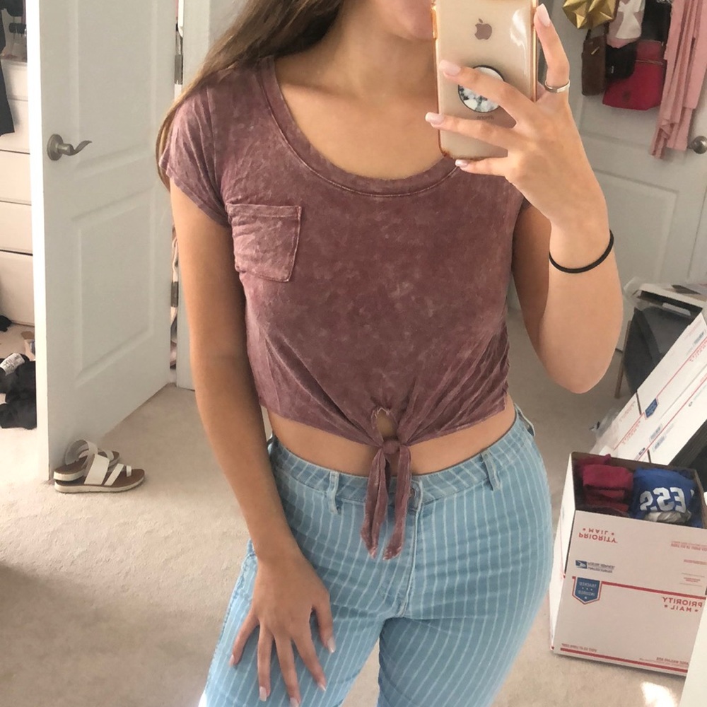 Acid Wash Tie Crop Top